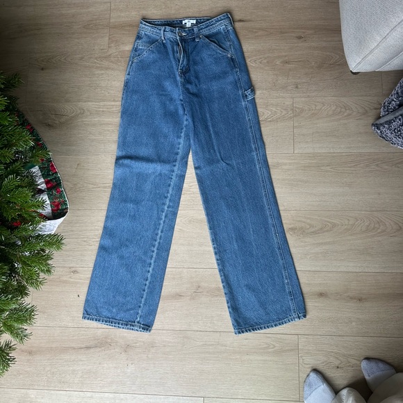 Women’s Nordstrom BP High rise Baggy Carpenter Jeans Dark Wash Sz 25 - Picture 2 of 4